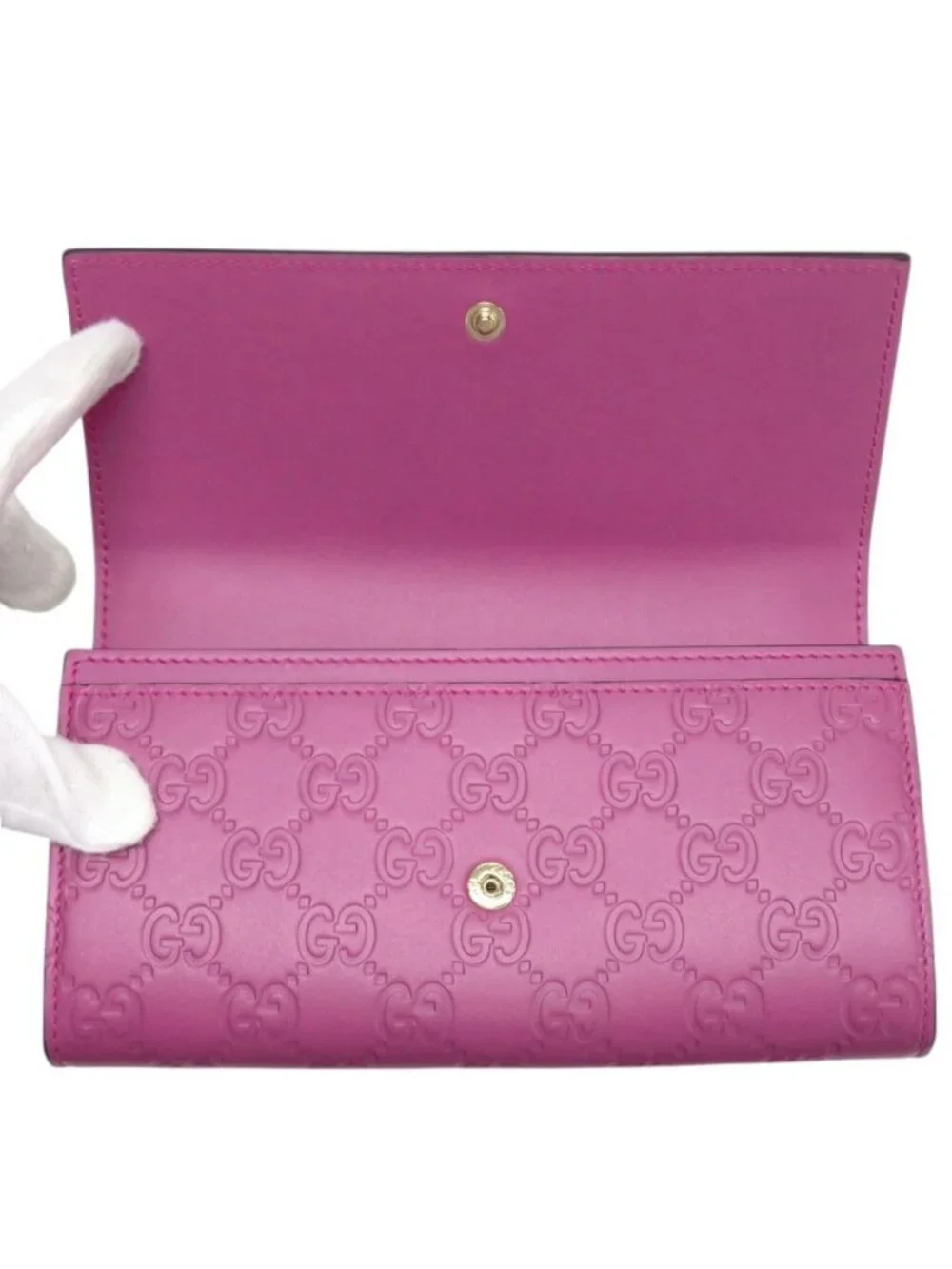 Gucci Guccissima Ribbon Motif Leather Purple Wallet